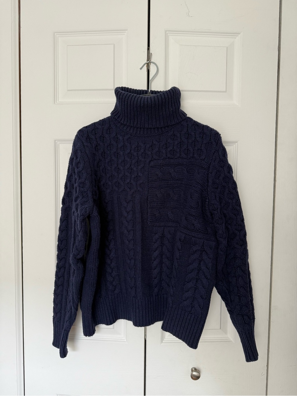 Michael Kors Navy Cable-Knit Turtleneck Sweater